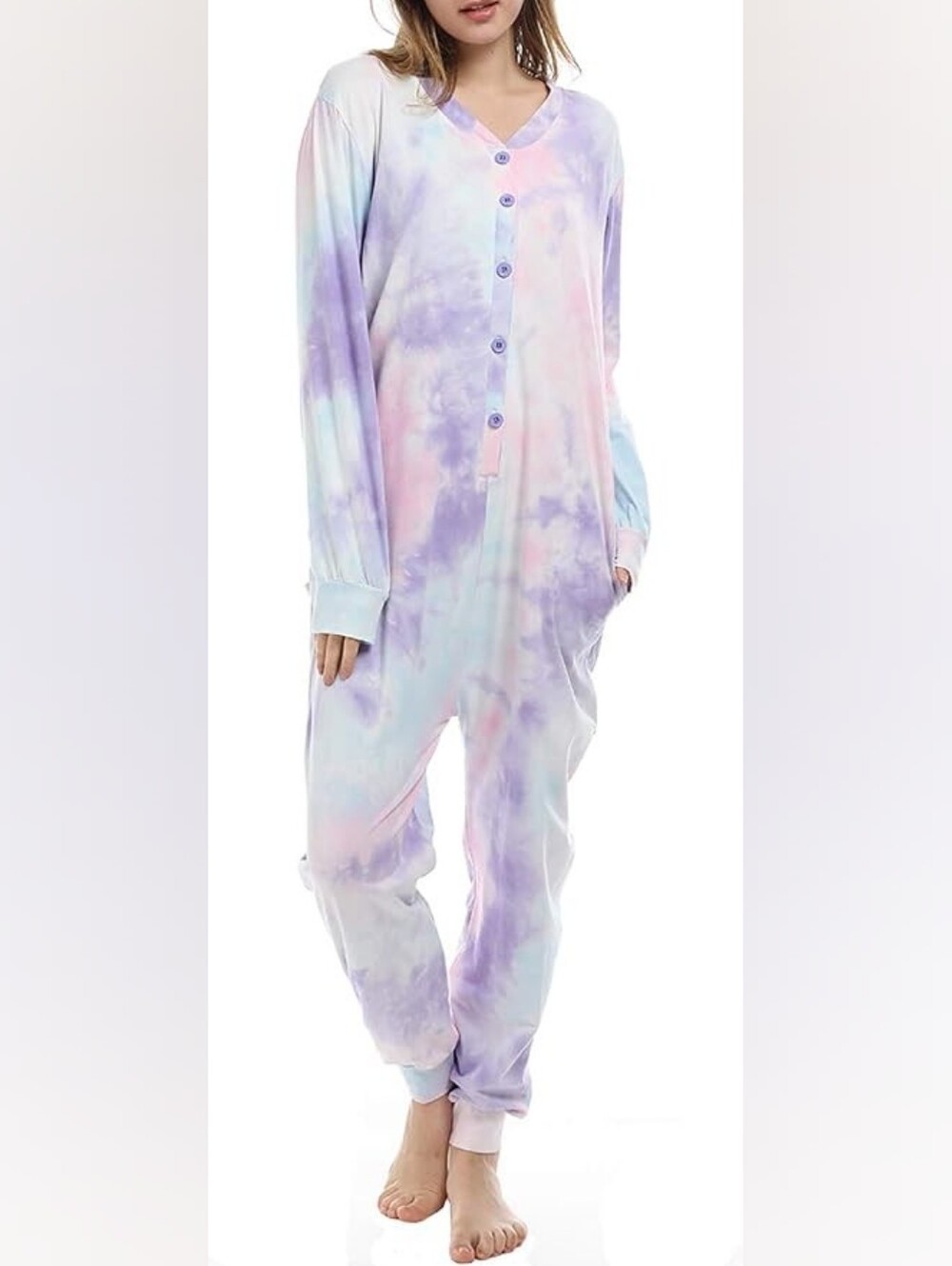 MAKE AN OFFER! Lifeye Womens Onesie Pajamas Romper Sleepwear Tie Dye Long Sleeve